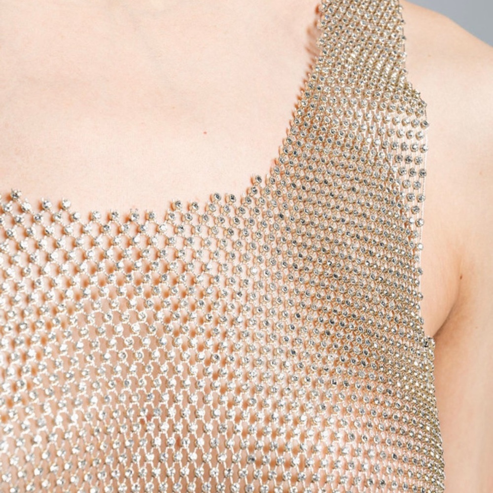 New Gold Mesh Rhinestone Top
